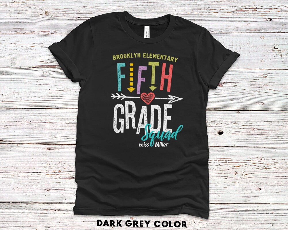 Personalized Fifth Grade Team Shirt - Teacher Crew Shirt - School Squad Gift Tee