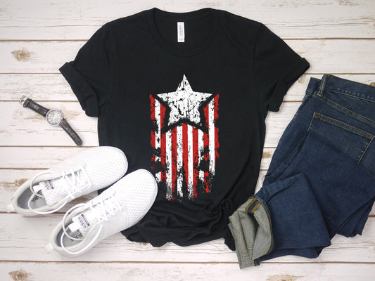 Patriotic Birthday Gift T-Shirt for Men or Husband, American Flag with Star - 37 Design Unit