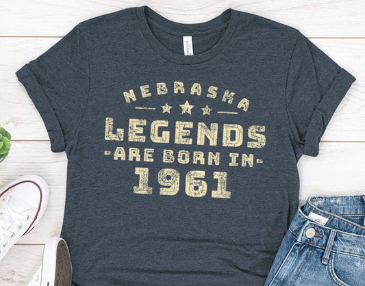 Nebraska Legends are Born in 1961 gift t-Shirt for men or women