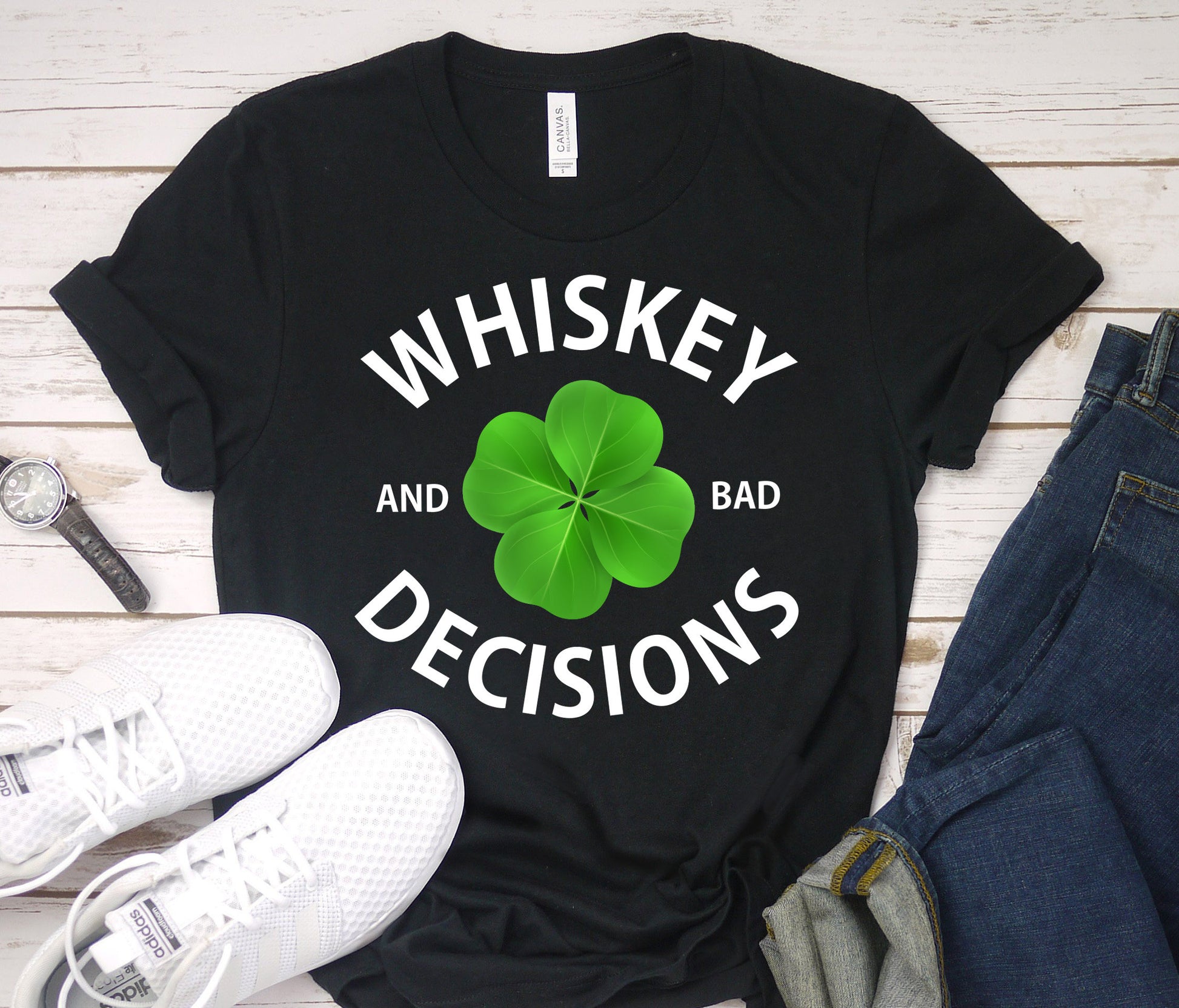 St Patrick's Day Gift Shirt for Women or Girlfriend, Funny whiskey and bad decisions T-shirt for sister or friend - 37 Design Unit