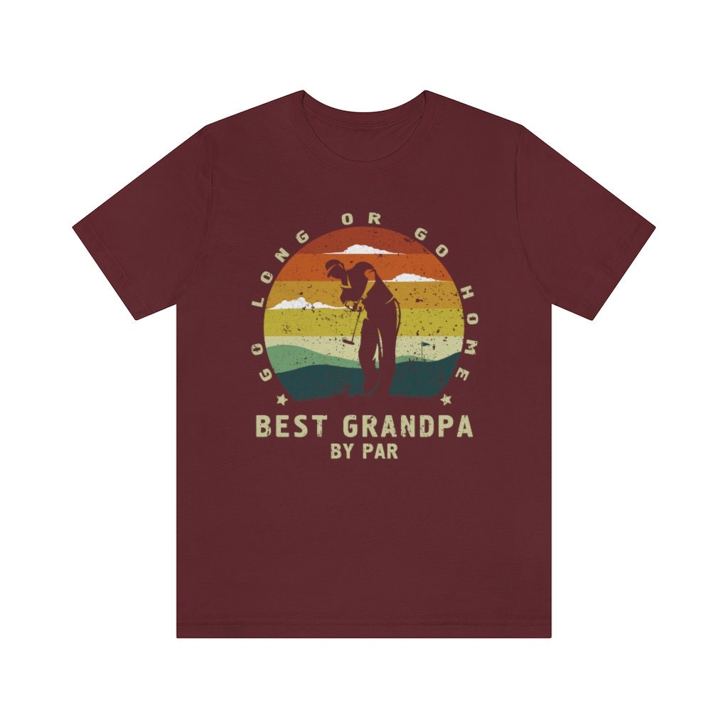 Best Grandpa By Par - Vintage Sunset Golf Shirt for Men, Birthday Gift for Father