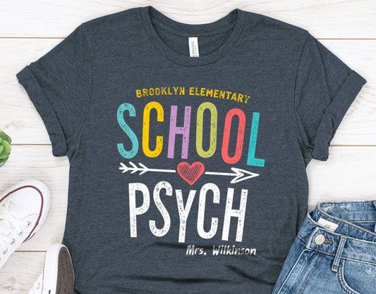 Personalized School Psych Teacher Team T-Shirt - Teacher Crew Shirts