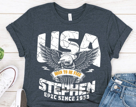 Epic Since 1953 birthday shirt with Eagle for men, Patriotic Personalized Name Gift shirt for husband