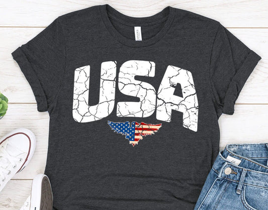 Patriotic USA t-shirt with eagle and American Flag, 4th of July Gift Shirt for Husband