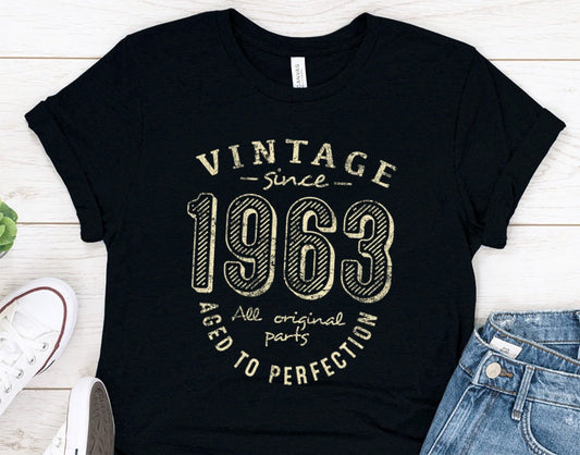 Vintage since 1963 birthday shirt for women or men, Gift shirt for sister or brother