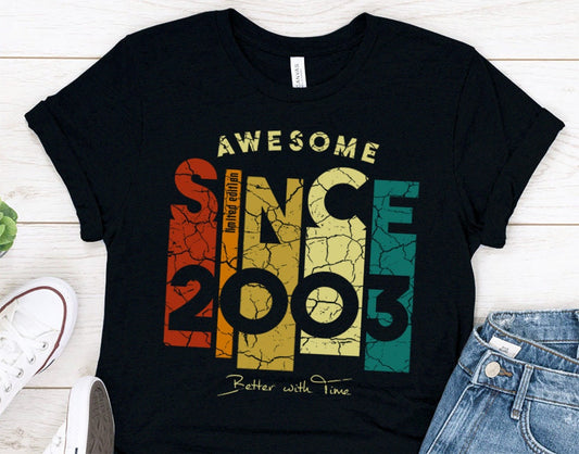 Birthday gift t-shirt for son or daughter, Awesome Since 2003 birthday shirt for boy or girl