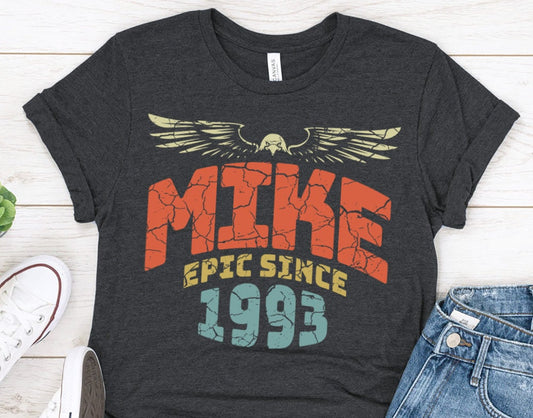 Personalized Name Epic Since 1993 Retro T-Shirt, Birthday Shirt, Gift For Him