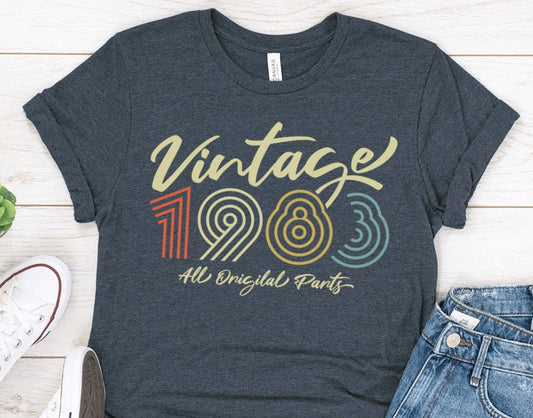 Vintage 1983 birthday shirt for men or women, Birthday Gift shirt for wife or husband